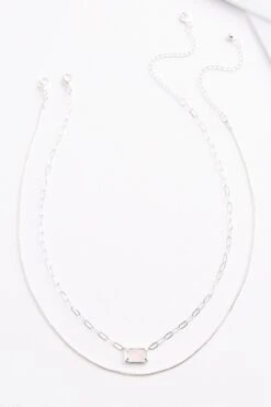 Silver Stone Layered Necklace
