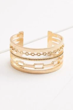 Gold Chain Cuff Bracelet