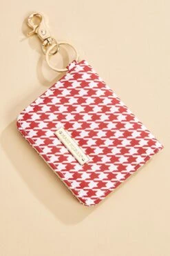 Red And White Houndstooth Id Wallet
