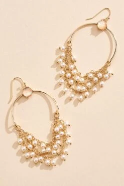 Dangly Pearl Chain Earrings