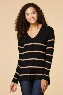 Personality Stripe Sweater-black