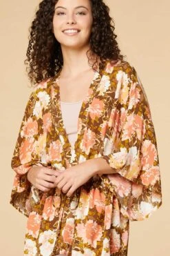 Apricot Floral Kimono -Versona Shop 45333355 2