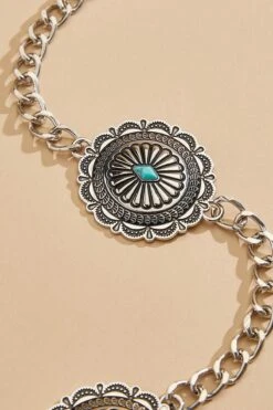 Turquoise Stone Chain Belt -Versona Shop 45359579 2
