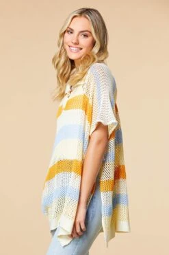 Stripe Your Tears Poncho -Versona Shop 45360225 2